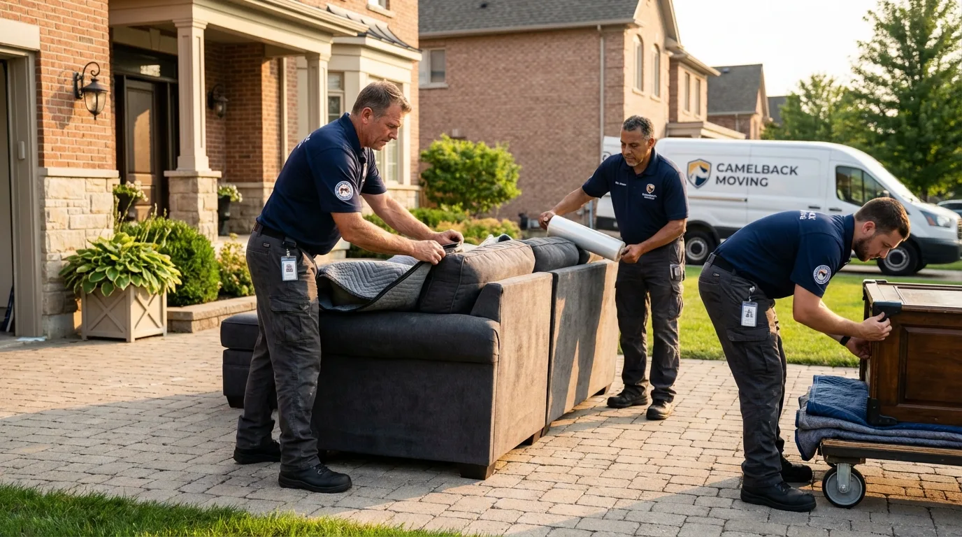 Large estate moving crew wrapping furniture in White River, SD