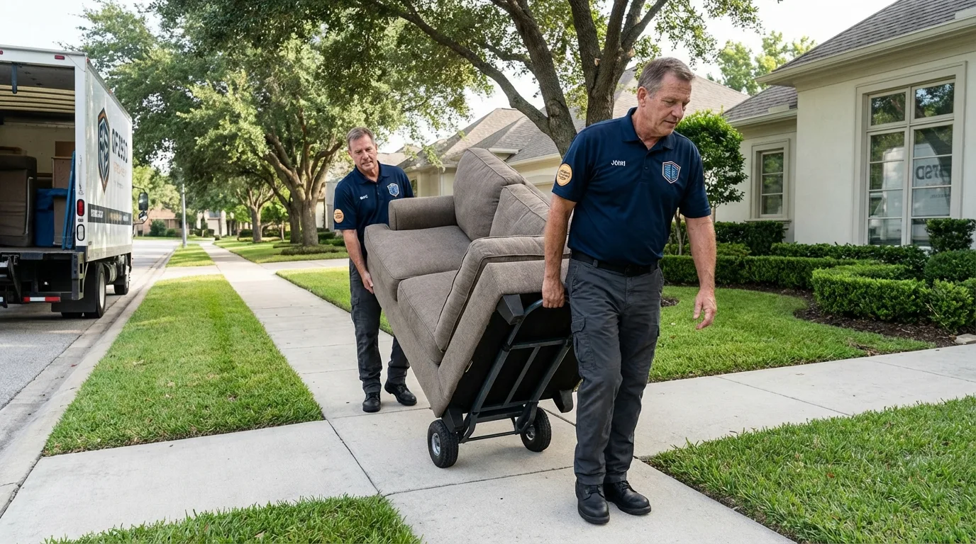 Local residential moving crew loading furniture in White River, SD